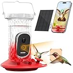 Smart Hummingbird Feeder Camera with AI Identification, 2.5K HD & Color Night Vision, Solar Powered Outdoor, IP66 Weatherproof – Garden Decor & Gift for Bird Lovers (Red Ombre)