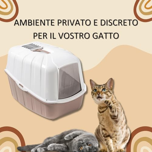 Pet's Market - Toilette Lettiera Chiusa Komoda per igiene gatti con porta basculante paletta e filtro al carbone colori assortiti 54X39X40H - 5