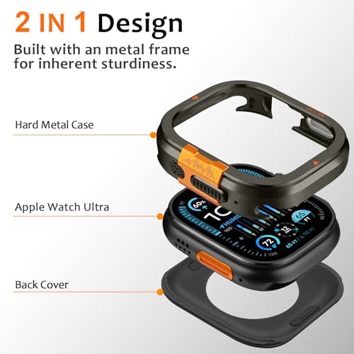 Funda iWatch Ultra 49mm Amizee carcasa metálica compatible con series 3 2 1 3