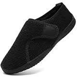 GUCTQY Womens House Slippers Orthopedic Warm Winter Slip On Women Shoes Zero Drop Wide Adjustable Diabetic House Shoes Comfortable Soft Lightweight Washable Barefoot Womens All Black Size 8