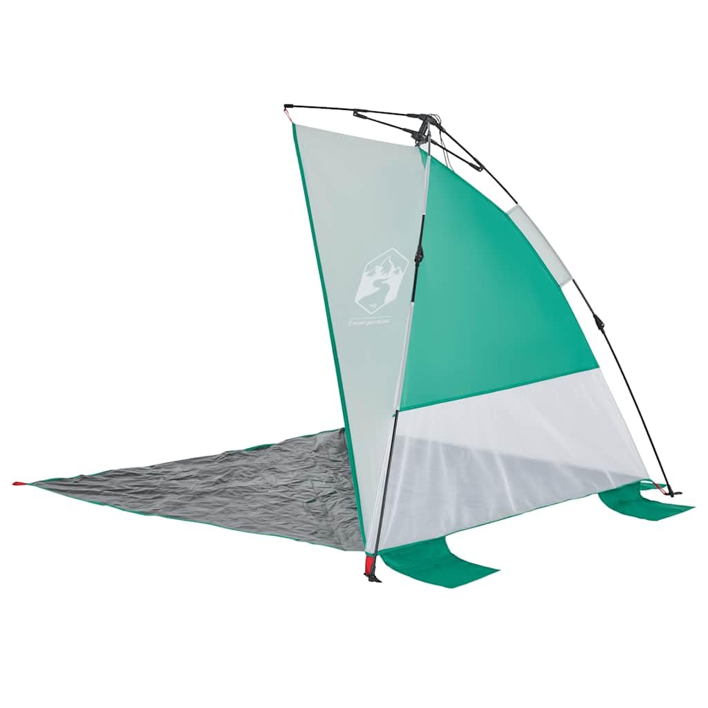 Tenda da spiaggia verde mare, tenda da spiaggia leggera e pieghevole con sistema di sgancio rapido, impermeabile in poliestere con rivestimento in PU, ingresso aperto per gite in famiglia, incluso
