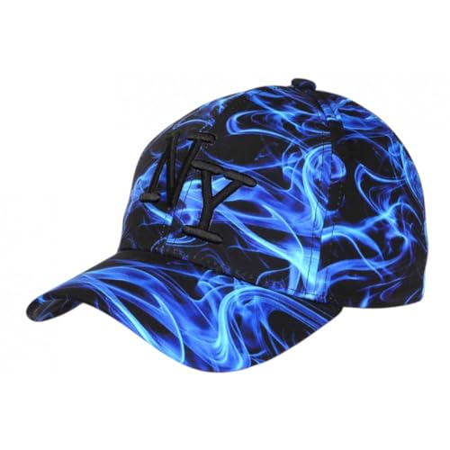 Hip Hop Honour Casquette NY Enfant Flamme Bleue Effet Streetwear - Garçon Fille 7 a 12 Ans - Taille Unique - Bleu