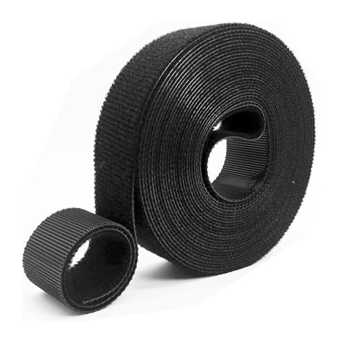 3/4 inch Black Double Sided Hook and Loop Straps 5 Yards Reusable Fastening Tape Cable Ties Hook and Loop Cable Management Tape Cord Wire Organizer Straps Duo Wrap Hook and Loop