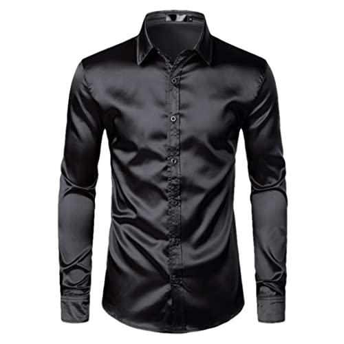 Chemise en satin bleu roi fluide et ajustée pour soirée chic LC17