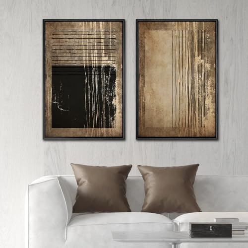Affiches abstraites vintage marron pour habiller un mur vide | Toile salon 70x100 cm