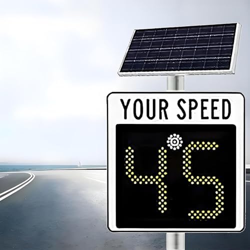 Solar Powered LED Speed Radar Sign - Traffic Safety Display with Speed Limit Detection, 23.62"x23.62" - Improve Road Safety & Driver Awareness