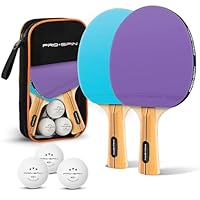 PRO-SPIN Tischtennisschläger – Hochleistungs-Tischtennis Set | Premium Tischtennisschlaeger, 3-Sterne-Tischtennisbälle, Kompakte Aufbewahrungstasche (Lila|Blau, Set für 2 Spieler)
