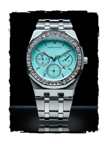 Image of AMERICANVIBER Diamond-Studded Men's Analog Watch with Adjustable Belt