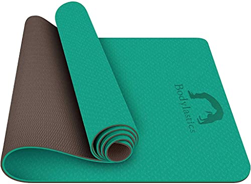 Image of Bodylastics Yoga Mat for Men and Women with Carry Bag TPE 6ft x 2ft x 6mm Large Size Anti Slip & Anti Tear Workout Mat