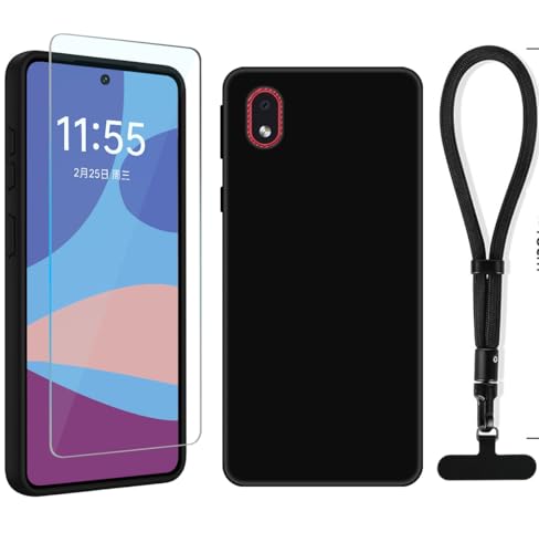 YonderYM Coque pour Samsung Galaxy A01 Core,avec Protecteur d'écran & Bracelet Telephone Étui de Protection Antichoc Anti-Rayures Noir Obsidienne