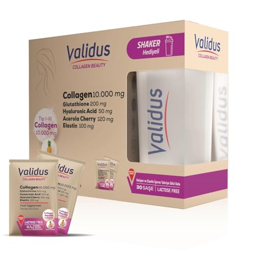 Validus Collagen 10.000 mg + Elastin 100 mg + Glutathione 200 mg 30 Sachets + Shaker