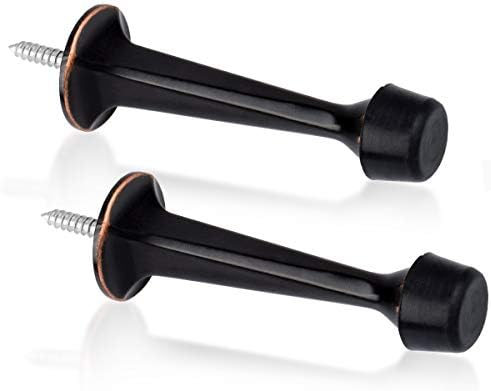KOVOSCH 2 Pack Solid Rigid Door Stops - Heavy Duty Durable Door Stoppers Wall Protector with Soft Rubber Tips, Oil Rubbed Bronze