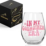 Innfueunun In My Godmother Era Wine Glass, Will You Be My Godmother from Godchild, Pregnancy Announcement Gifts for Godmom, Godparents 15OZ Glass, Godmom Proposal Gifts