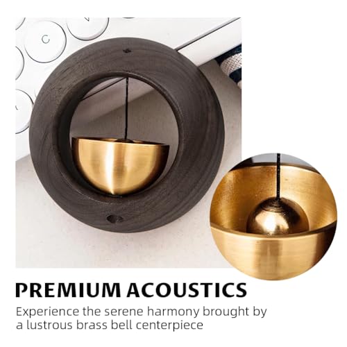 Image of HASTHIP Walnut Wooden Door Bell - Self Adhesive Without Wire Shopkeepers Bell Doorbell with Premium Brass Bells Dopamine Doorbell for Home, Office & Shop, Serene Sound, Creative Welcome Bells