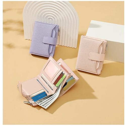 Women's Wallets Coming Short Women's Handheld Fold Zipper PU Leather Card Holder Cloth Wallet for Change，Credit Card(Black)2