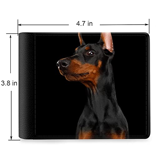 (Doberman Pinscher-1 Front Pocket Slim Bifold Leather Wallet RFID Blocking with ID Window for Men2