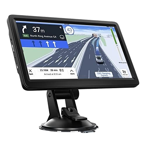 iotwe Car Truck GPS Navigation System 7 inch Touch Screen Car GPS 256-8GB Voice Turn Direction Guidance Support Speed and Red Light Warning Pre-Installed North America Lifetime Map Free Update