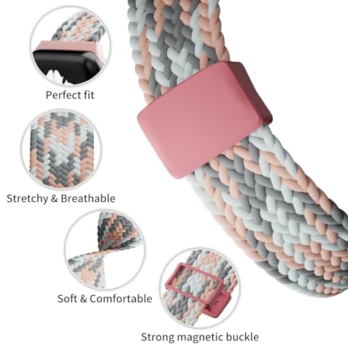 Image of Braided Stretchy Adjustable Straps Compatible for Apple Watch Band 38mm 40mm 41mm 42mm 44mm 45mm 46mm 49mm Women Men,Nylon Magnetic Buckle bands for iWatch Series 10 9 8 SE 7 6 5 4 3 Ultra 2 /1