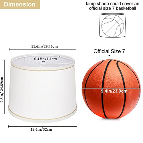 Image of Lampshades Set of 2 for Table Lamps, Floor Lamps, Fabric White Lamp Shades 11.6 inch Top x 12.6 inch Bottom x 9.8 inch High, Drum Lampshades(Spider Fitter), Medium Lamp Shades Replacement, Easy Assembly Required