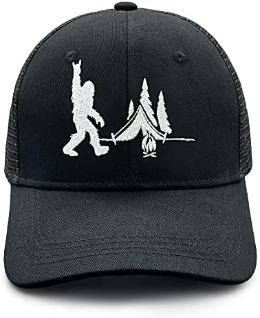 Sasquatch Baseball Cap Mens Big Foot Trucker Hat Embroidered Ball Cap Women Mesh Camping Cap Funny Bigfoot Gift
