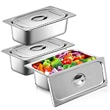 Panierschalen set 3-teilig Edelstahl behälter Set,32.5 x 17.5 x 6.5cm Breading Set for Chops,Gastronorm Containers Stainless Steel with Lid, Cutlets Meat Fish Metal Breading Road Rectangular(silbrig2)