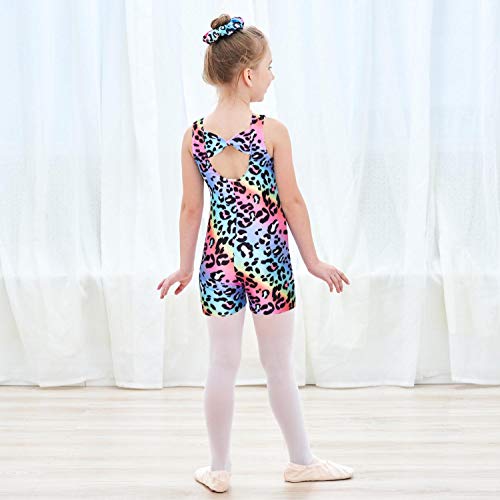 image for JESKIDS Girls Gymnastics Leotards Leopard Printed with Shorts Dance Ba