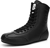 BLBDBFY Boxing Shoes Boxing Boots,Splicing Mesh Boxing Shoes Men Women Fashion Gym Wrestling Shoes Boots,Lightweight Kickboxing Shoes Sports Taekwondo Shoes-Black||45EU