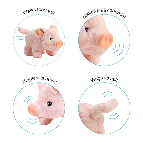 Vokodo Playful Piggy Walks Makes Sounds Wiggles Nose And Wags Tail Interactive Pig Kids Soft Cuddly Electronic Pet Battery Operated Animal Toys Great Gift For Preschool Children Boys Girls Toddlers #TOP1