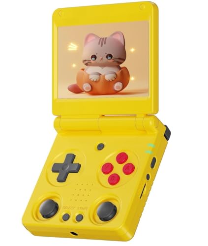 Image of Anbernic RG34XXSP Foldable Retro Handheld Game with 3.4 Inch IPS Screen Linux System Built-in 64G TF Card 5000+ Games Handheld Emulator Support 5G WiFi Bluetooth TV Output(Yellow)