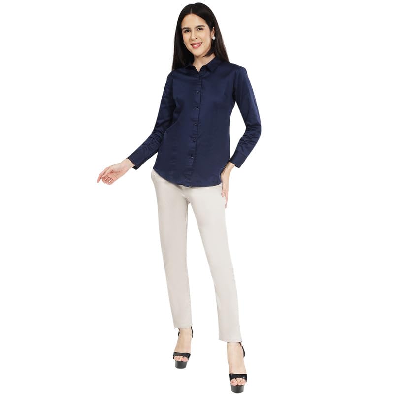 Image of Women'S Full Sleeve Formal Shirt | Regular Fit Office Wear Top | Button Down Collared Blouse Workwear for Business, Meetings & Office Wear White XS