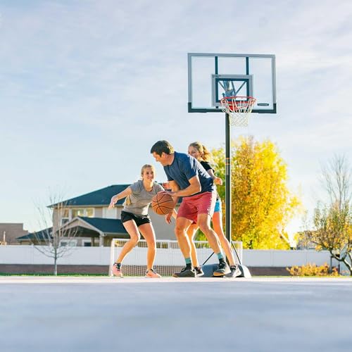 Image of Lifetime Portable Basketball Hoop, 50 Inch Shatterproof Fusion Backboard, Adjustable Height 8-10 Ft, Broomstick Adjust, Base with Wheels, Slam-It Rim