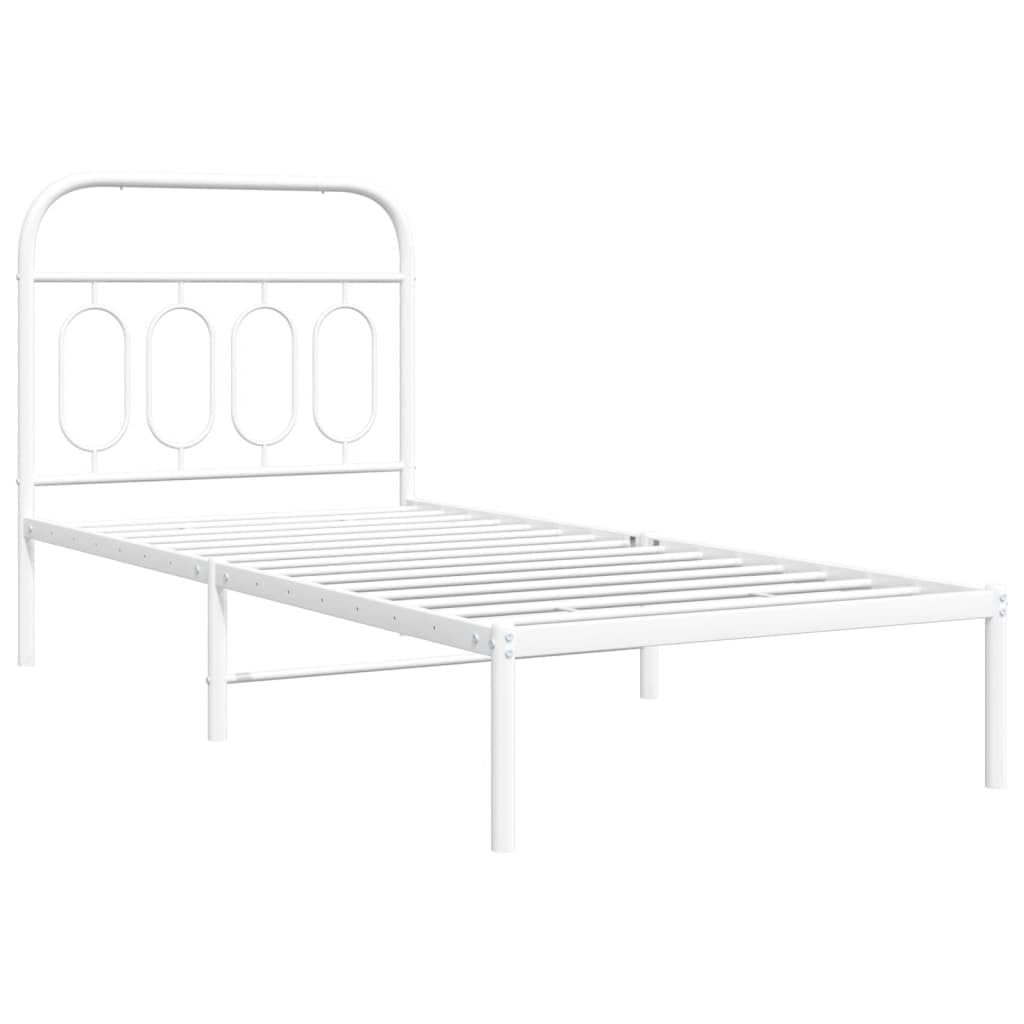 Stalowa solidna rama klasyczna z listwami Biały 90x190 cm