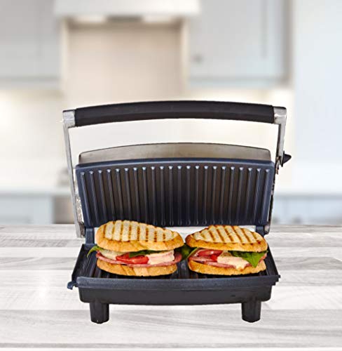 Continental Electric CP43529 Panini Sandwich Grill Maker, One Size, Black