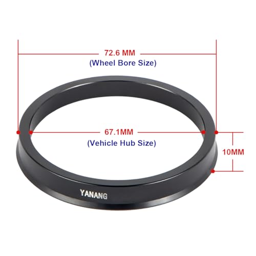 Image of 67.1 to 72.6 Black Hub Centric Rings (Pack of 4) Aluminium Alloy Wheel Center Rings Hubrings 72.6 to 67.1 ID=67.1mm OD=72.6mm