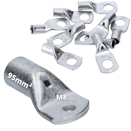 Kalitec - Lot de 10 cosses tubulaires Cembre A19-M8 95 mm² M8 I Cosses de câble en cuivre étamé pour une connexion sûre des câbles I Connexion de câble professionnelle avec trou de vis M8