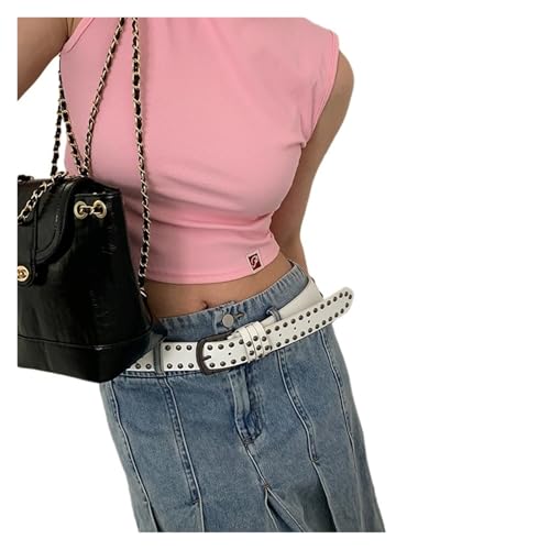 Ceinture pour femme en jean noir avec rivets et fermeture à nouer