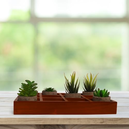 Image of Nsmykhg Wooden Drawer Organizer, 2 Pack 12 Grid Sorting Tray for Arts & Crafts, Stationery, Small Items, Dark Brown, Divided Tray, Home Office & Craft Supplies Organizer (13.2x9.2x1.5 Inches)