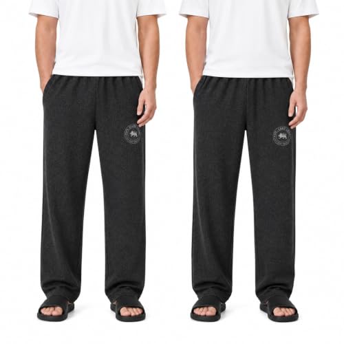Image of Pepe Jeans Cotton Rich Solid Trackpant, Lounge Pant, Sportswear for Men - M (Pack of 2)