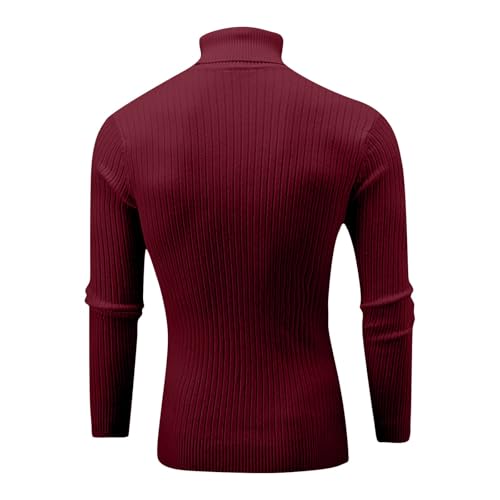 Turtleneck Cable Knit Sweater for Men 2024 Vintage Casual Warm Long Sleeve Top Solid Color Loose Thick Blouse3