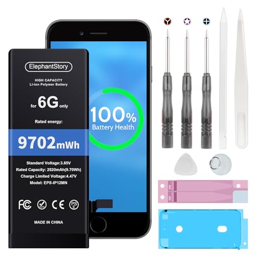 ElephantStory Replacement Battery for iPhone 6: High Capacity 0 Cycle Li-ion Polymer Battery for iPhone 6 with Repair Tool Kit - Compatible with Model A1586 A1589 A1549