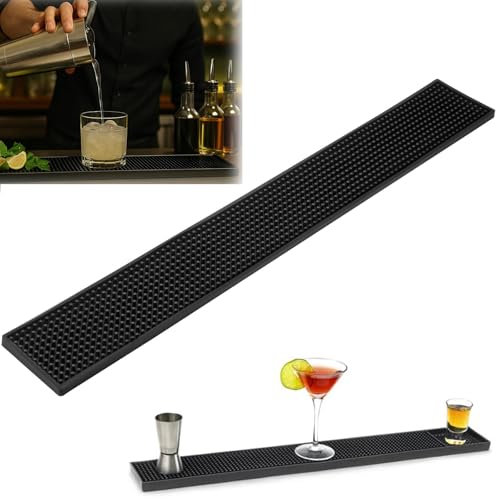 MORAINJAY Rubber Bar Mat,Silicone Bar Mat for Sink,Sink Splash Guard,Non-Slip Countertop Drainage Pad for Kitchen Faucet ,Bathroom Counter,Coffee Table(60*10cm)