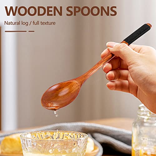 XIAOJUN Wooden Spoons Forks Set Japanese Style Wooden Utensils Set for Eating Wood Flatware Set Reusable (Black,10 Pieces) - Image 4