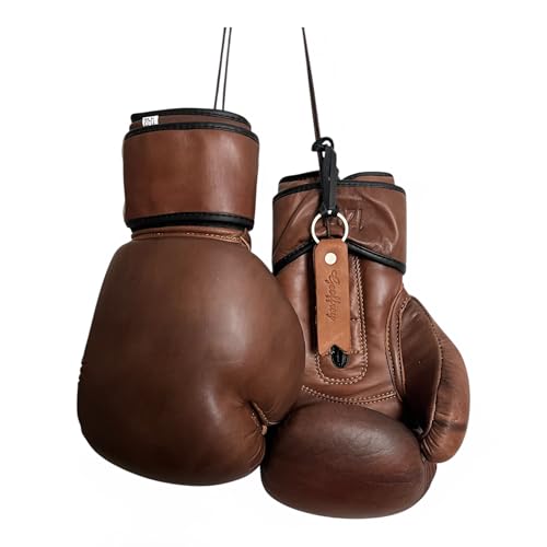 12oz PRO Version Boxing Gloves | Antique Brown Leather Vintage MMA Training | Retro by GEOFFREY (Antique Brown)
