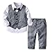 K-youth Conjunto de Cuatro Piezas para Bebé Niño 1-4 Años Ropa Niño y Niña Gentleman Camisa de Manga Larga Bowtie + Chaqueta + Pantalones Traje de Bautizo Fiesta Boda Ceremonia