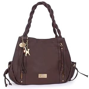 Catwalk Collection Handbags – Damen Leder Schultertasche – Handtasche Groß – Tote Bag mit Viele Fächer – CAZ