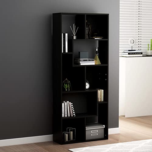 homiuse Estantería de madera gris 67 x 24 x 161 cm, estantería para libros, estantería para niños, estantería de almacenamiento, estantería de pared, estantería para dividir espacios, estantería de