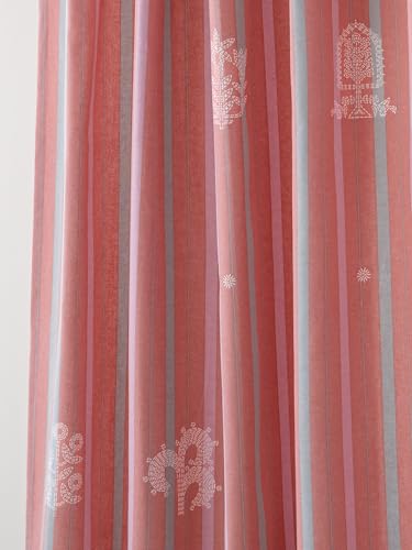 Image of Tranquebar Curtain Co. Window Curtains 5 Feet, 60-65% Room Darkening,Pink Rabah, Cotton Curtains for Window, Cotton Curtains 5 Feet Long Set of 2, BackTab Loops,Rabah(152 cm) - Set of 2