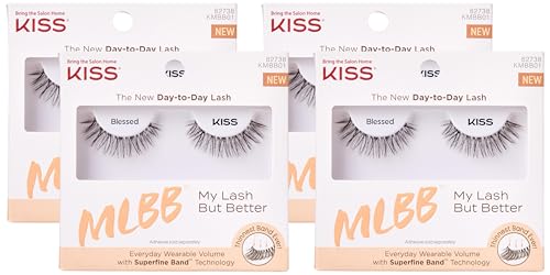 Image of KISS My Lash But Better False Eyelashes, Blessed', 12 mm, Includes 1 Pair Of Lash, Contact Lens Friendly, Easy to Apply, Reusable Strip Lashes (Pack of 4)
