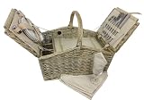 Red Hamper FH021 Deluxe Retro Doppel Lidded Wicker Ausgestattet Picknick-Korb, Braun, 40 x 48 x 33 cm