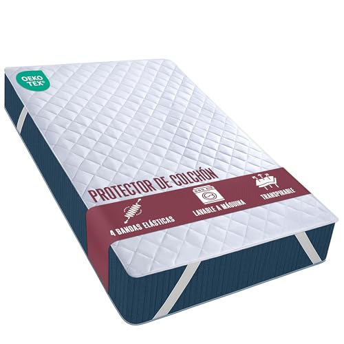 Utopia Bedding Protector de colchón con Bandas elásticas 135 x 190 cm, Microfibra, Transpirable, Protector de colchón con Bandas se extiende hasta 38 cm de Profundidad (Blanco)